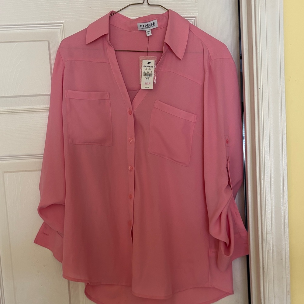 Express Women's Blush Button-Up Blouse